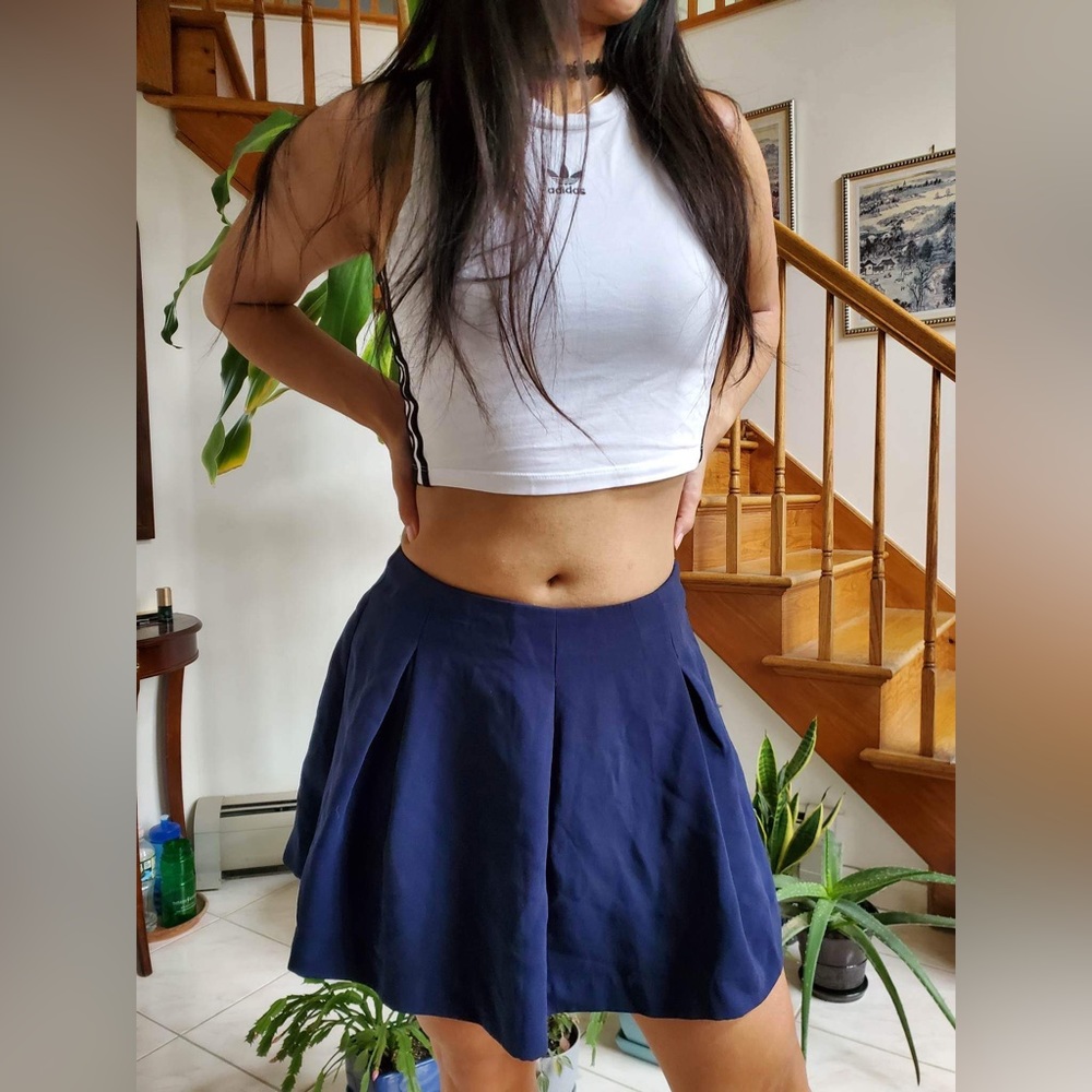 Playful blue mini circle skirt